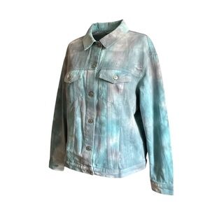 Women's Blue and Gray Tie-Dye Jean Jacket